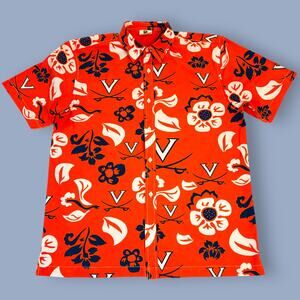 Virginia Cavaliers Mens Large Wes & Willy Floral Shirt Short Sleeve Button Up